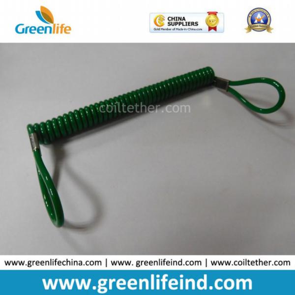 High Pulling Black Stretched Spring Coiled Lanyard Retainer w/Loop Ends