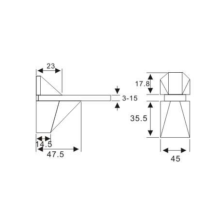 Adjustable Glass Holder YS-016L, Zinc Alloy,  for glass 5-20mm