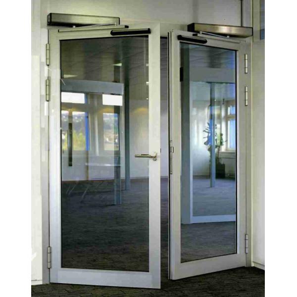 Apartment Aluminum Double Swing Door , Frosted Glass Swing Door Electrophoresis