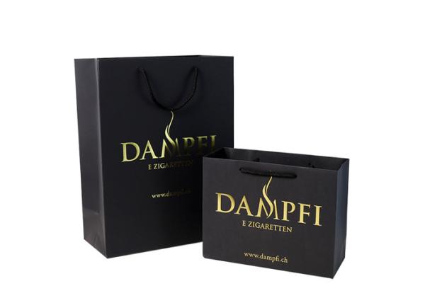 Black Card Printed Paper Bags Logo Golden Hot Stamping Recyclable Spot UV