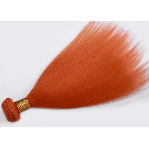 Customized Orange Silk Straight Virgin Human Hair Extensions Double Stitch Weft