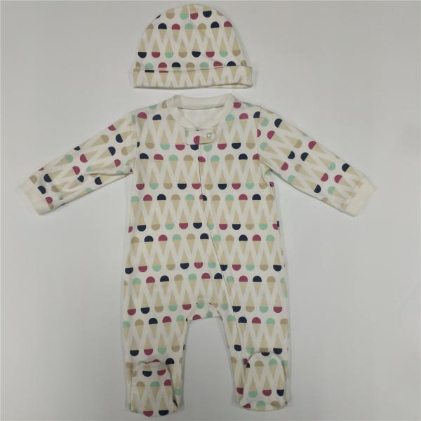 Winter Footies Baby Clothes with Zipper Opening and Fashionable Pattern Printing
