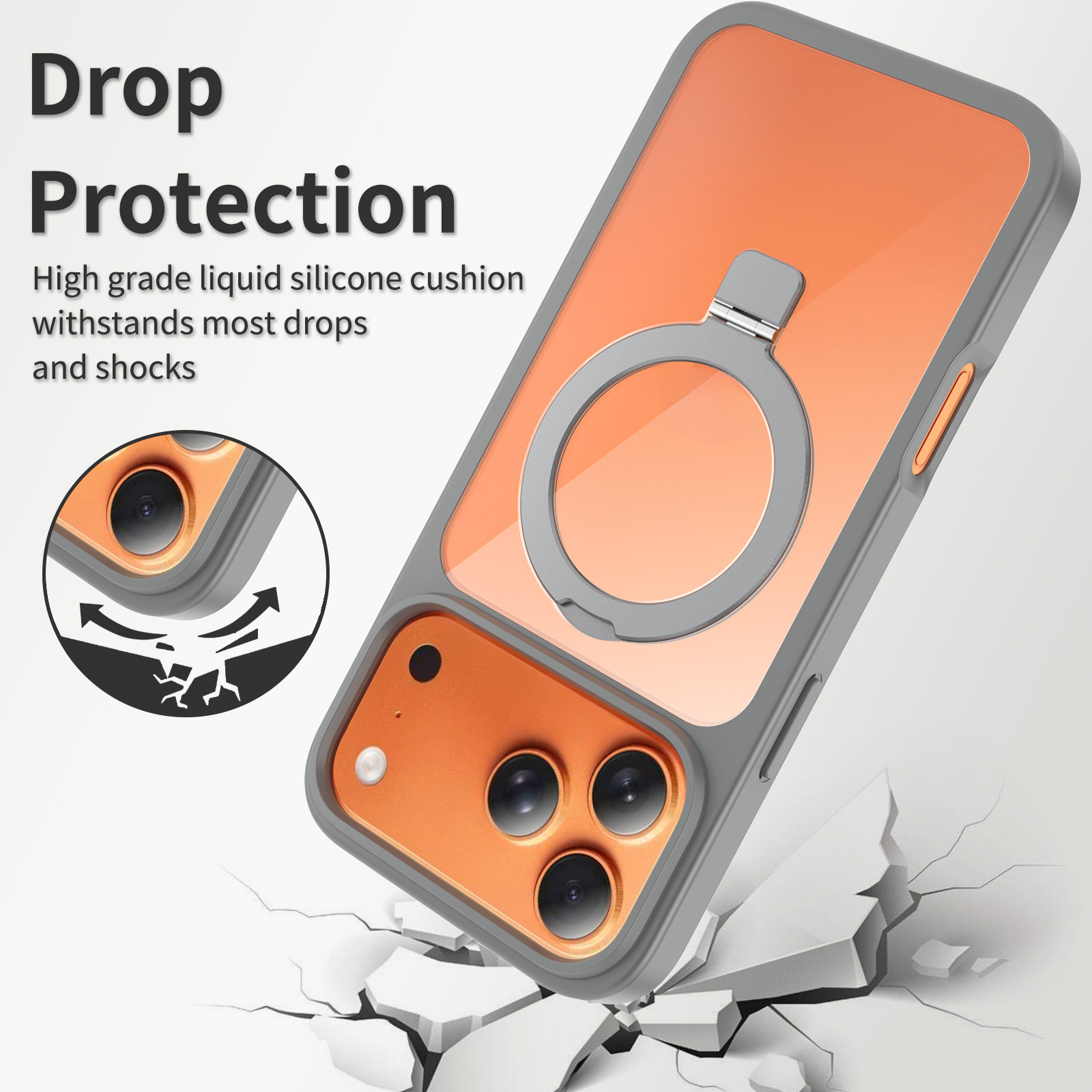 Factory OEM ODM Magnetic Ring Stand Phone Case Shockproof Clear Back Protective Shell Support Custom Logo Packaging Color