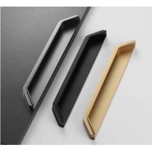 Aluminum Alloy Drawer Wardrobe Slotted Embedded Concealed Furniture Cabinet Door Pull Handle