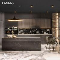 Conjunto completo de estilo moderno inteligente personalizar gabinete de cocina de madera sólida para villa