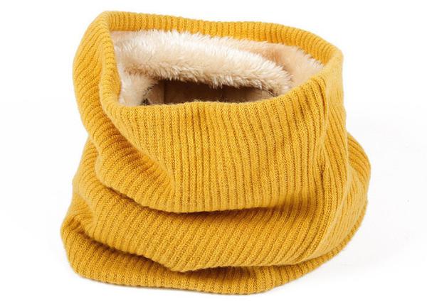 Double Layer Eco Friendly Yellow RPET Knitted Collar Warmer Lining With Velvet