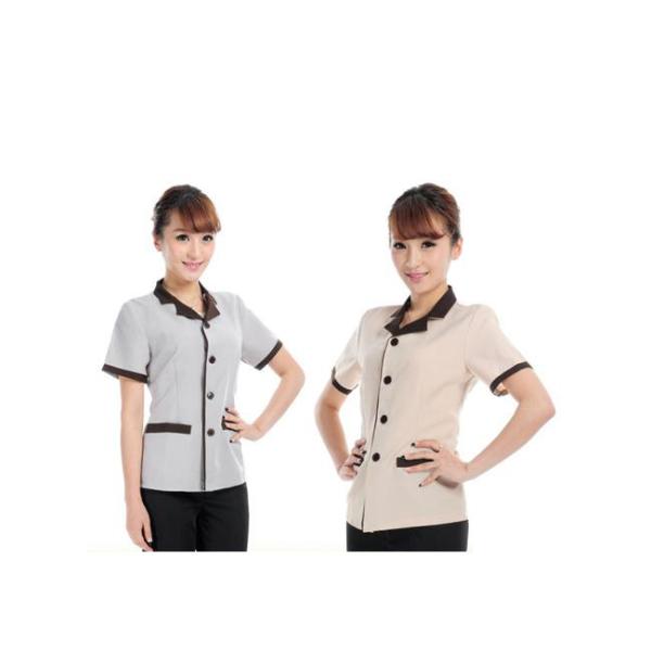 Summer Stylish Hotel Restaurant Staff Uniform Any Size With Two Lower Pockets