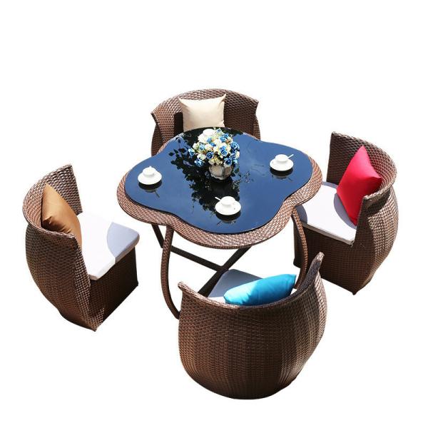Space Saving Outdoor Garden Chair and Table Rattan Furniture Bistro Cafe Set for Garden