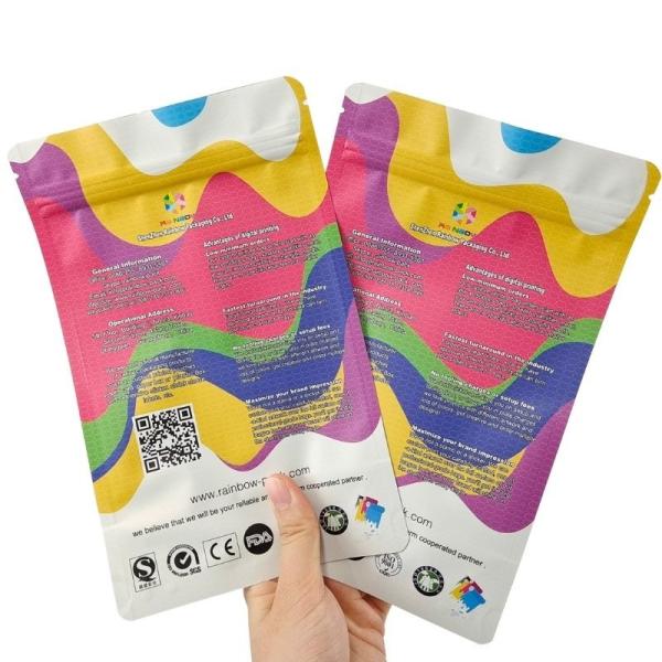 Impressão em gravura Impressão digital Low MOQ Cor preta Stand Up Pouch Alumínio folha de embalagem sacos