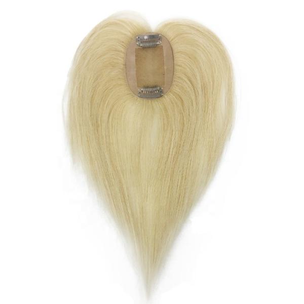 Top Human Hair Crystal Bride Long Silk Base Blonde Toupee for Wedding Women Fringe Clip