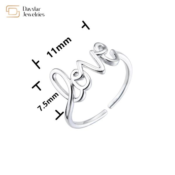 Love Heart Diamond 18k Gold Jewelry Cubic Zirconia Rings Adjustable Letter Bands