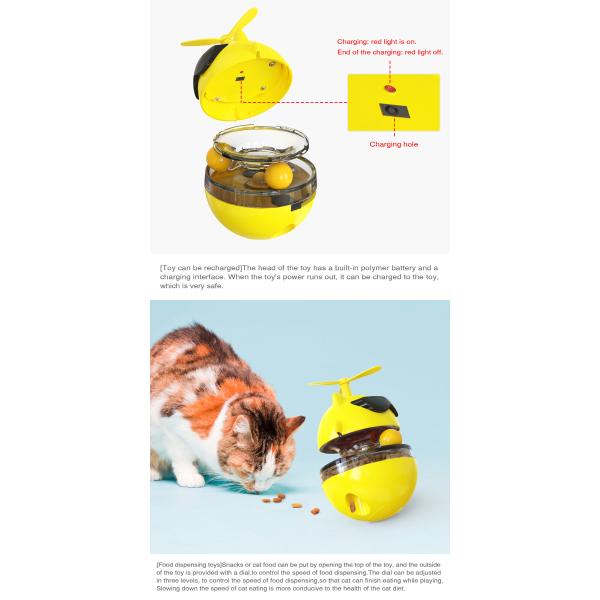 Electric Cat Treat Dispenser Toy / ABS Rechargeable Tumbler Pet Toy ODM