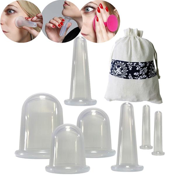 7 Piece Silicone Cupping Set for Body and Face Vacuum Cup Face Massager Tools