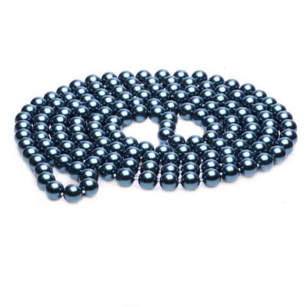 Luxury Round Blue 8mm Shell Pearl Sweater Necklace 55 Inches (N08612)