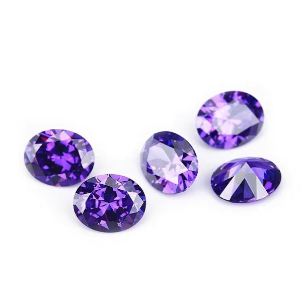 8x6mm Pedra preciosa solta Corte de máquina europeia Ametista Cor Forma oval Circônio cúbico sintético Preto