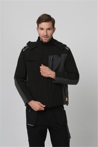 96% Polyester 4% Spandex Black Soft Shell Jacket , 320gsm Mens Winter Work Clothes