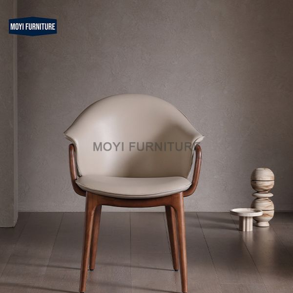 Dining Room Set Solid Wood Chair Leather Upholstery Balcony Hotel Restaurant Dining Chair Simple Retro Wooden Cafe Chair Designer