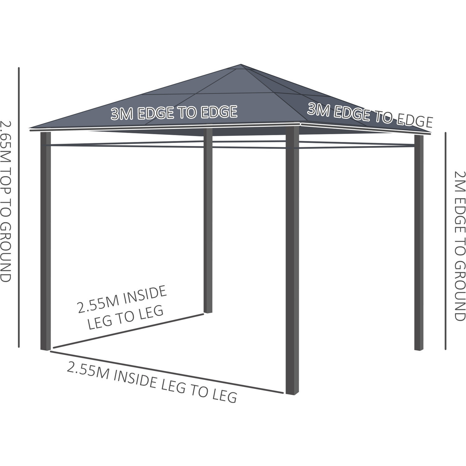 Steel Frame AJUNION Outdoor Waterproof Canopy Shelter Gazebo with Polycarbonate Roof