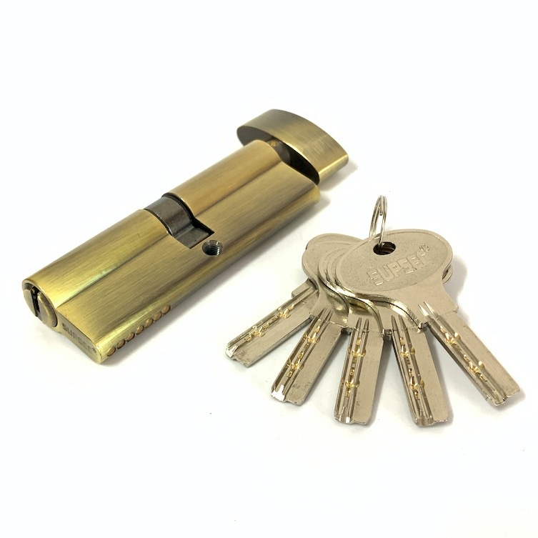 Customized Antique Brass Cylinder Lock Single Open Cylinder Profile Lock 90mm