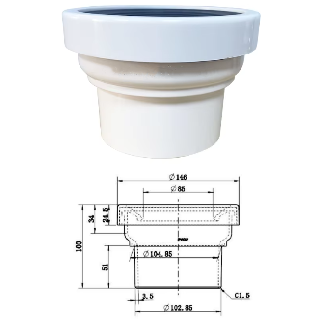 Modern Plastic Polyvinyl Chloride Toilet Drain Pipe Toilet Accessory Connector