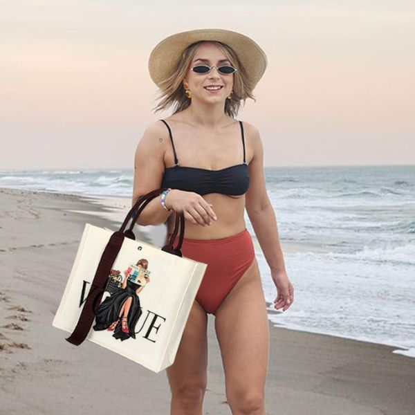 Fashion Large Capacity Colored Sublimation Canvas Tote Bags