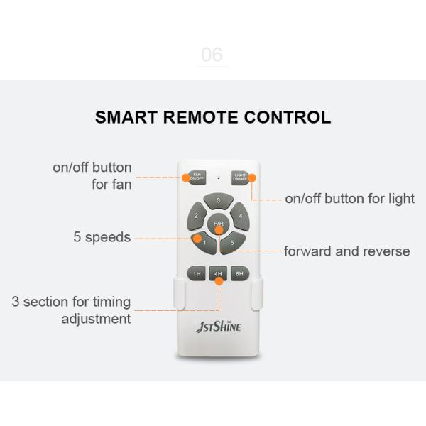 Ventilador de teto de perfil baixo com controle remoto de lâminas de madeira de 48