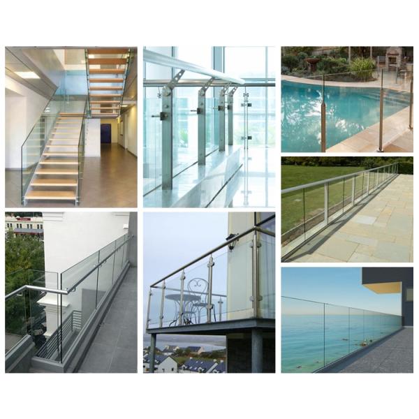 Interior Clear Laminated Tempered  Glass Aluminum transparent Balustrade