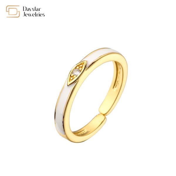 Mulheres coloridas de bronze Diamond Rings Adjustable Narrow Stacking do esmalte 18k