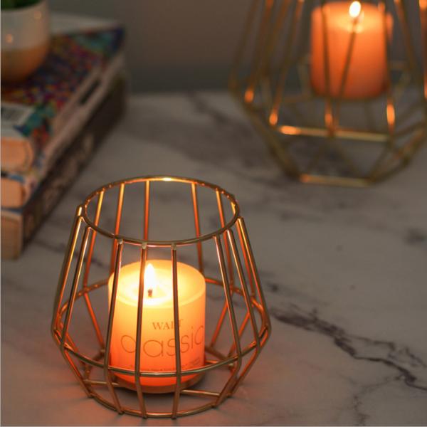 Simple Iron geometric Candle Holder Wedding Home Gem Candle stand Craft