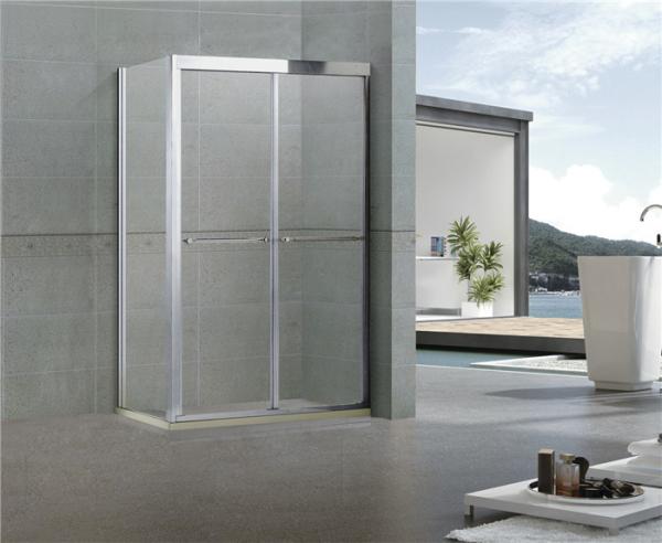 Rectangular Double Sliding Shower Screen with One Side Fixed Panel 304 Stainless Steel