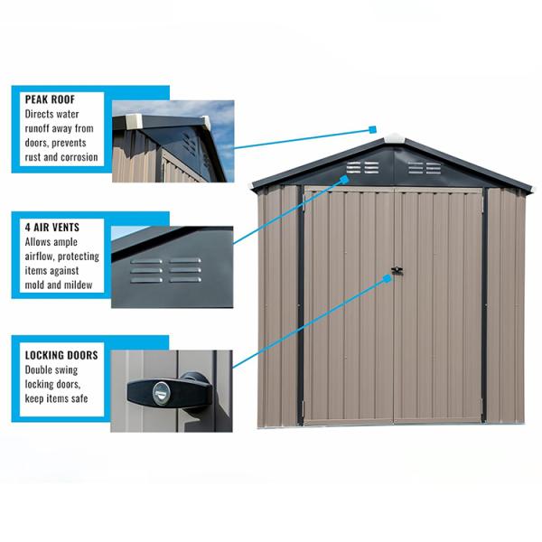 Metal Type Steel Storage Shed for Backyard AJUNION 6x4 Outdoor Galvanized Tools House