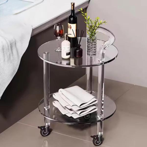 Clear Assembled Acrylic Rolling Cart With Wheels For Dinning Room Bedroom storage