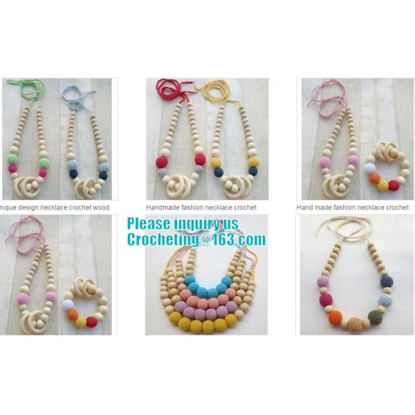 Baby sling necklace, baby bracelet, crochet bracelet, teething bracelet, crochet long funky beaded necklace