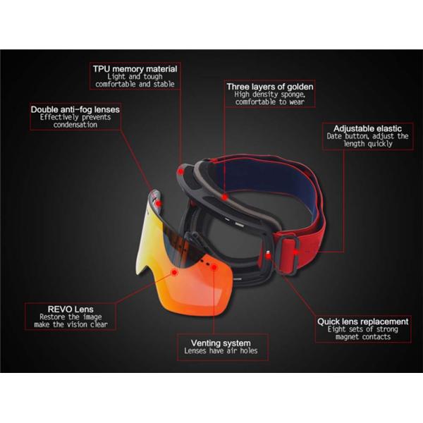 Customized Support Magnetic Ski Goggles for Winter Sports and Anti-fog Protection