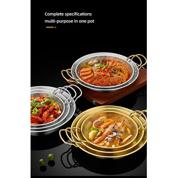 Amazon Hot Selling Cooking Kitchen Cookware Induction Frying Pan Stainless Steel Paella Pans Seafood Frying Pan