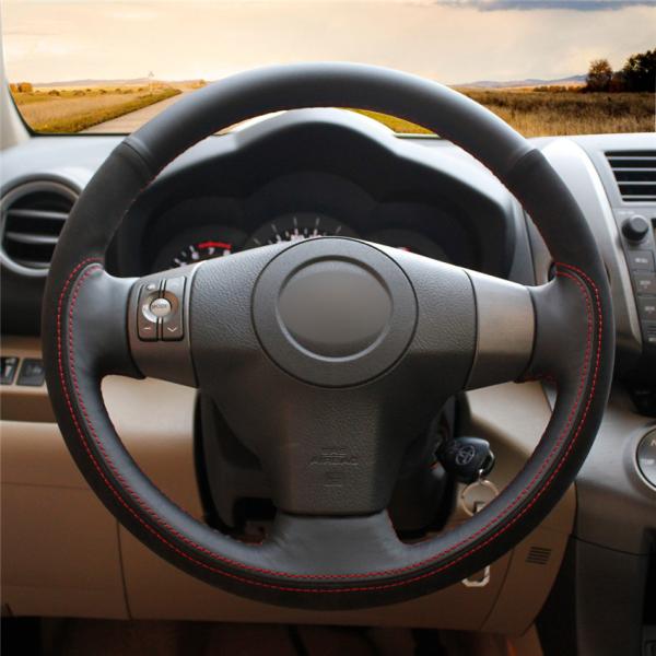 Custom Hand Stitch Leather and Suede Steering Wheel Cover for Toyota Yaris Vios RAV4 Scion XB 2006 2007 2008 2009 2010 2011 2012