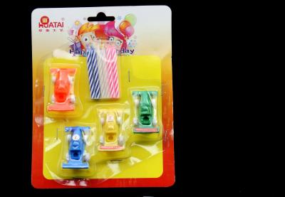 Cute Spiral Birthday Candles Sets With Racing Plastic Holder Dripless Unscented