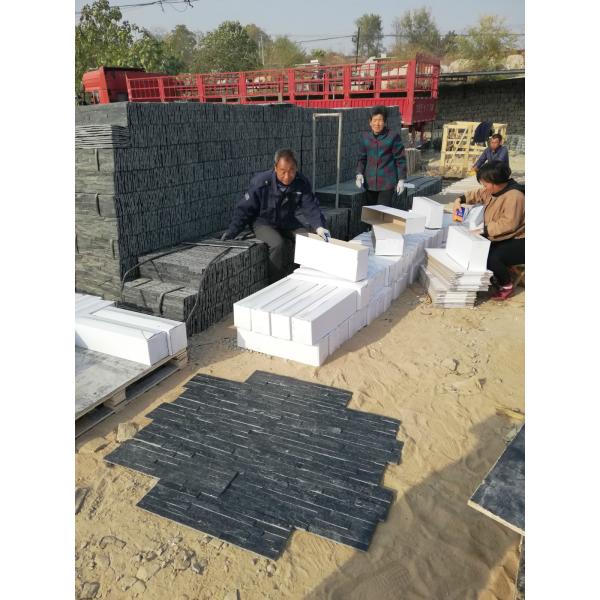 60x15cm Black Quartzite Stacked Stone Veneer Panels