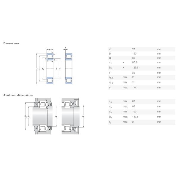 Full Complement Cylindrical Roller Bearing NJ314ECM C3 Double Shield Bearing 70 x 150 x 35 MM