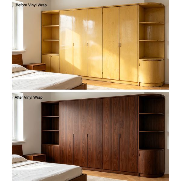 Eco Friendly PVC Wood Grain Effect Vinyl Wrapping Film For Furniture Cabinet Cover