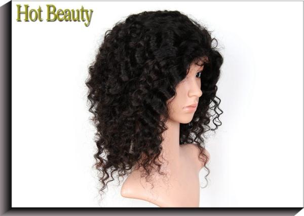 Machine Weft Lace Front Wig Virgin Hair Kinky Curly For Women 12 - 28