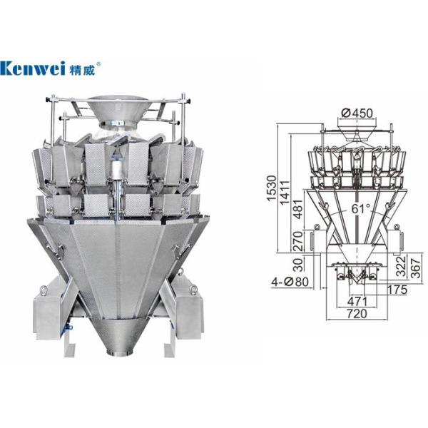 14 Head Pasta Multihead Weigher Machine With 7 Touch Screen