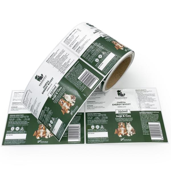 Embossing Offset Printing Stickers For Pet Food Nurture Bottle
