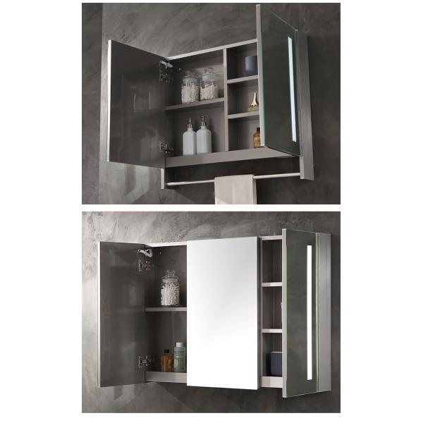 Commercial Illuminated Bathroom Mirror Cabinet Single Door Stainless Steel Mirror Cabinet