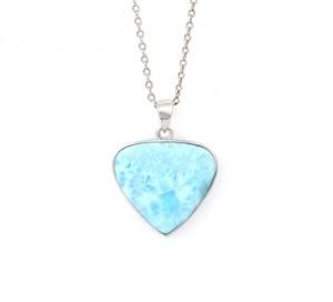 Sunflower Retro Gold Plated 925 Larimar Sterling Silver Pendant Necklace