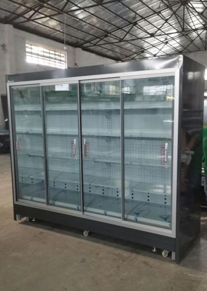 Vidro transparente remoto fechado multideck resfriador aberto visi cooler prateleira de 4 camadas