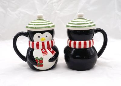 Christmas Black 3D Penguin Mug / 3D Coffee Cup Multi Functional With Lid