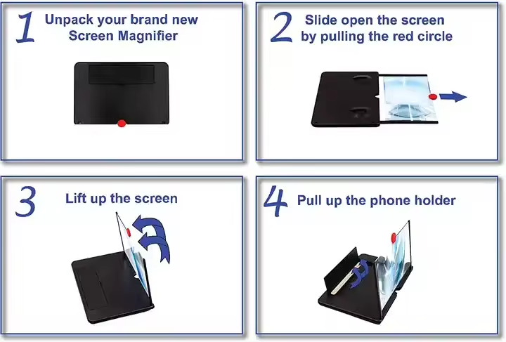 3D HD Screen Magnifier Folding Magnifier Portable Magnifying Glass  for for Movies Videos and Gaming
