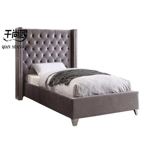 Linen Trundle Leather Tufted Queen Bed / King Size Upholstered Headboard With Storage