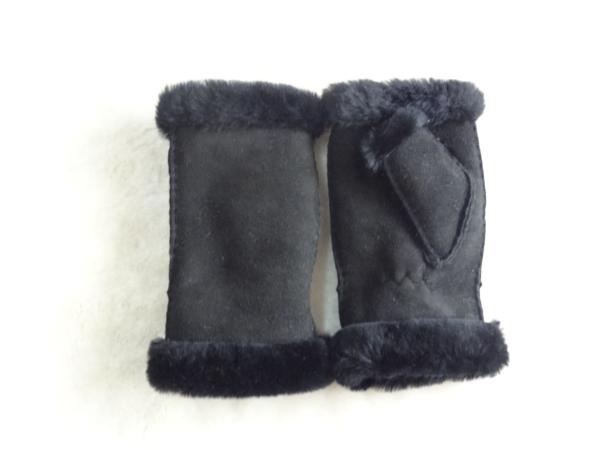 Stock Ladies Lambskin Gloves with Curly Fur Trim Cuff Shealring Sheepskin Fingerless Gloves